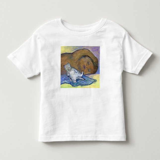Napping Milk Drunk Baby & Kitten Custom T-Shirt (Front)