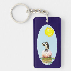 Napping Penguin in the Sun Key Ring