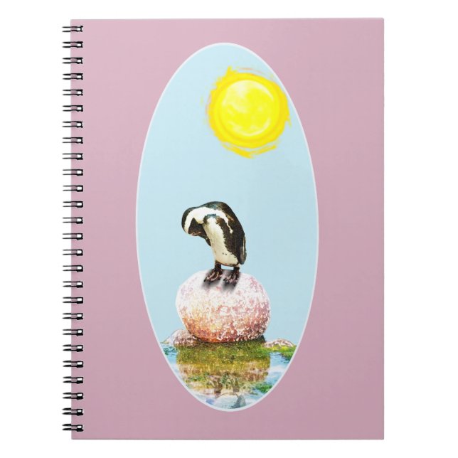 Napping Penguin in the Sun Spiral Notebook (Front)