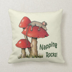 Napping Rocks! Mouse Sleeping on Toadstool Cushion