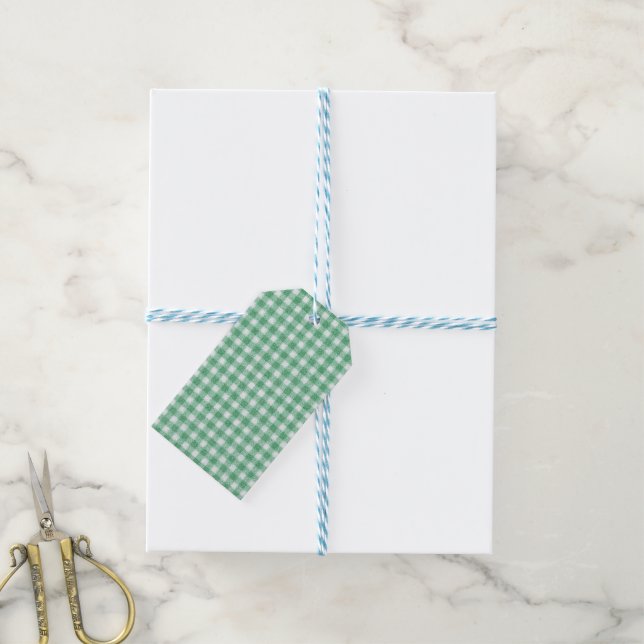 Nappy Mint Green Gingham  Gift Tags (With Twine)