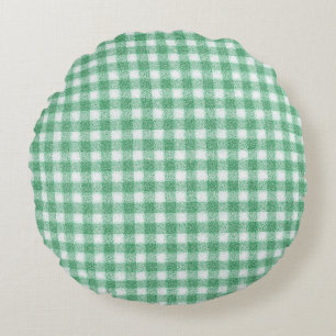 Nappy Mint Green Gingham  Round Cushion