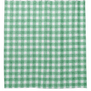 Nappy Mint Green Gingham  Shower Curtain