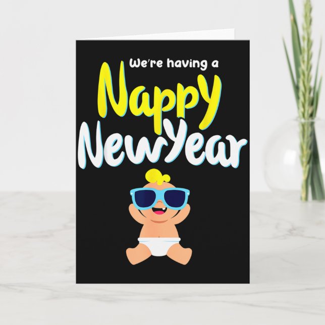 Nappy New Year Diaper Expecting Pregnant Funny Hap Card (Front)