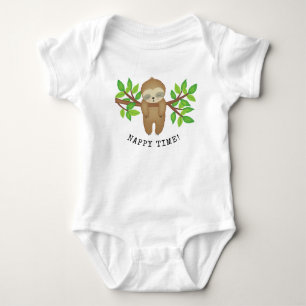Nappy Time Cute Sleepy Sloth Trendy Baby Bodysuit