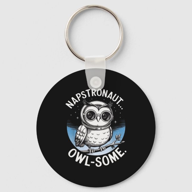 Napstronaut Owl Some Funny Space Cute Owl  Key Ring (Front)