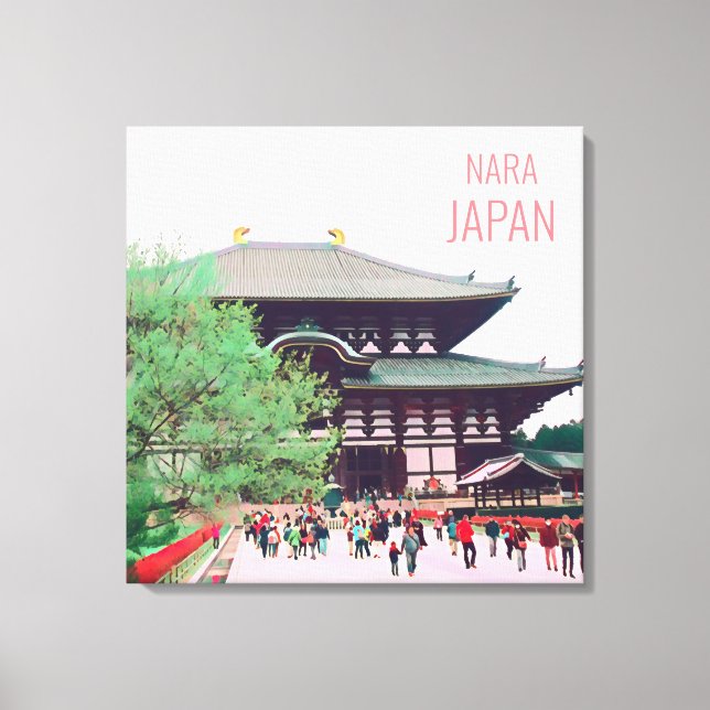 Nara famous temple travel poster Japan Canvas Print (Front)