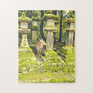 Nara Japan deer park travel print Jigsaw Puzzle