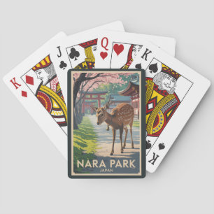 Nara Park Japan Deer Illustration Travel Art Retro Playing Cards