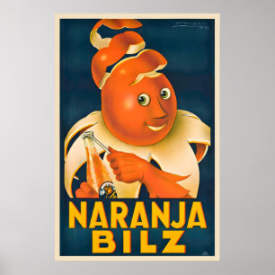Naranja Bilz  Orange Juice - Vintage Advertising Poster