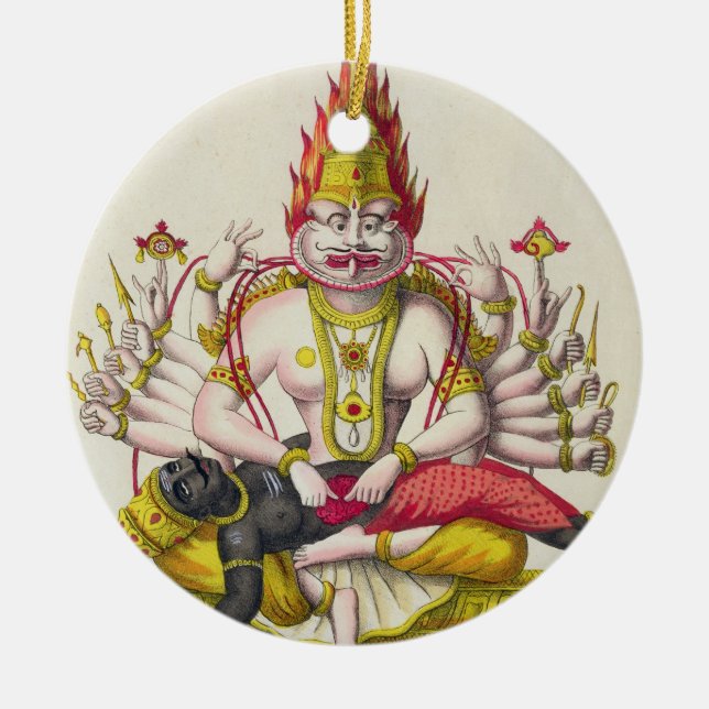 Narasimha, engraved by de Marlet (colour litho) Ceramic Tree Decoration (Front)