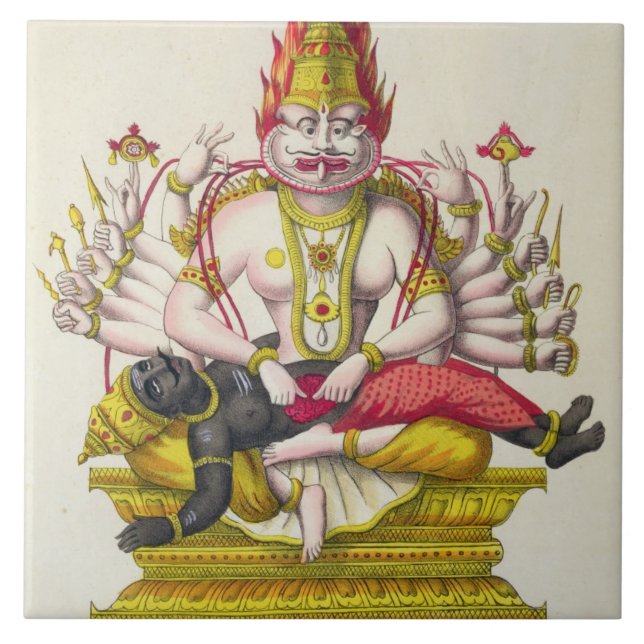 Narasimha, engraved by de Marlet (colour litho) Tile (Front)