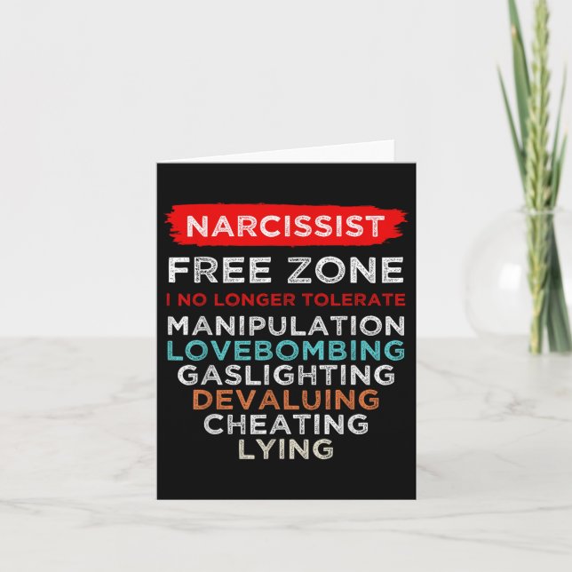 Narcissist Narcissistic Free Zone Awareness Card (Front)