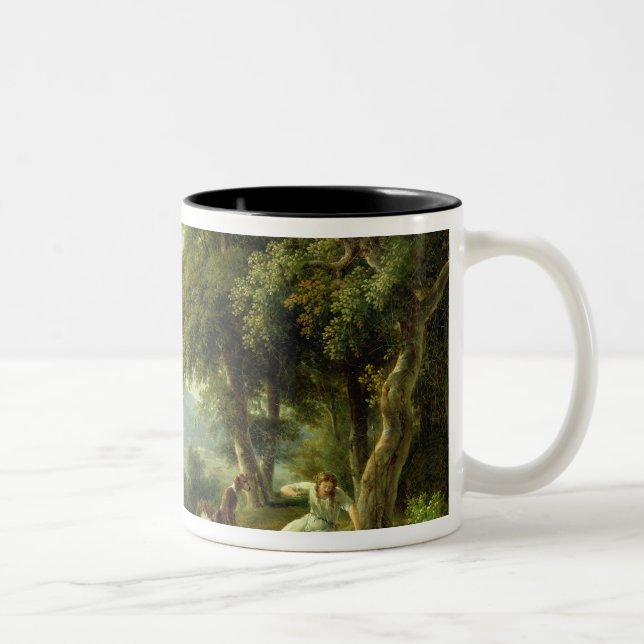Narcissus Admiring his Reflection Two-Tone Coffee Mug (Right)