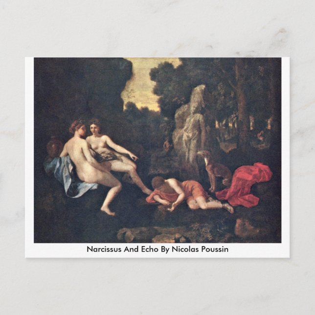 Narcissus And Echo By Nicolas Poussin Postcard (Front)