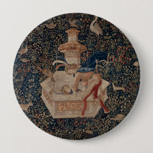 Narcissus at the Well, Mediaeval Tapestry 10 Cm Round Badge
