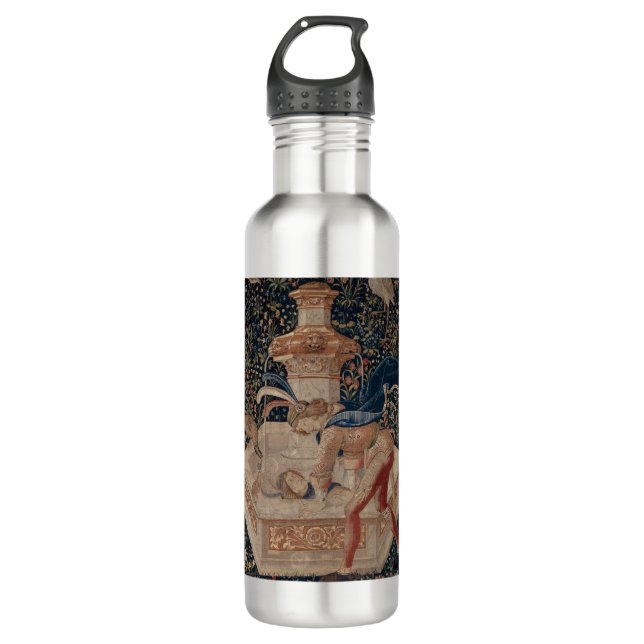 Narcissus at the Well, Mediaeval Tapestry 710 Ml Water Bottle (Front)