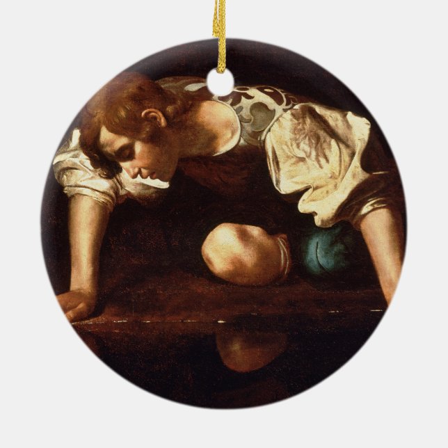 Narcissus by Michelangelo Merisi da Caravaggio Ceramic Tree Decoration (Back)
