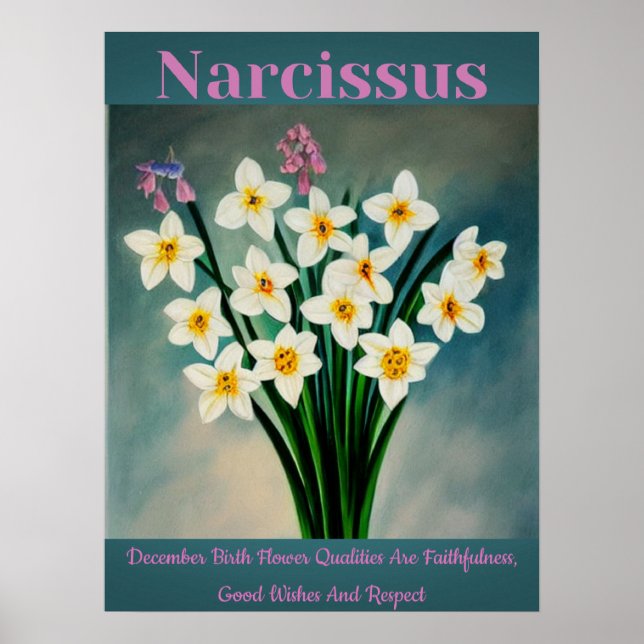 Narcissus December Birth Flower Qualities Poster (Front)