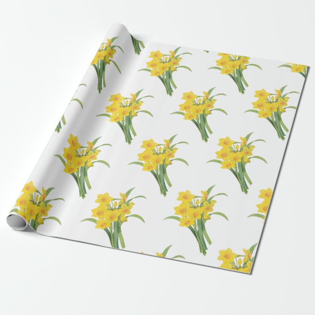 Narcissus Flower Pattern Wrapping Paper (Unrolled)