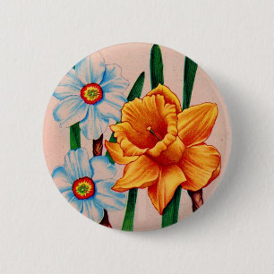 narcissus flowers 6 cm round badge