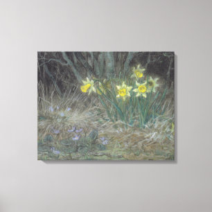 Narcissus Flowers and Violets (by Millet) Canvas Print
