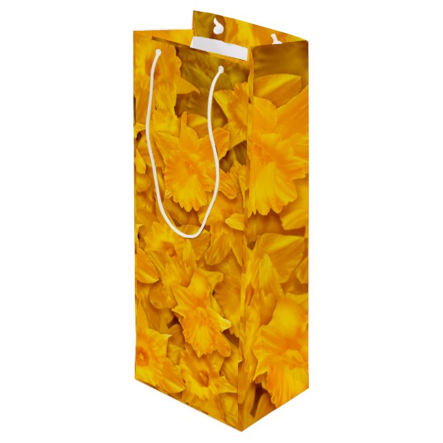 Narcissus Flowers Pattern Wine Gift Bag (Back Angled)