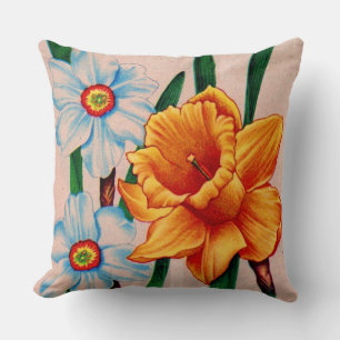 narcissus flowers print pillow
