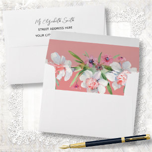 Narcissus on Apricot Pink Return Addressed Envelope