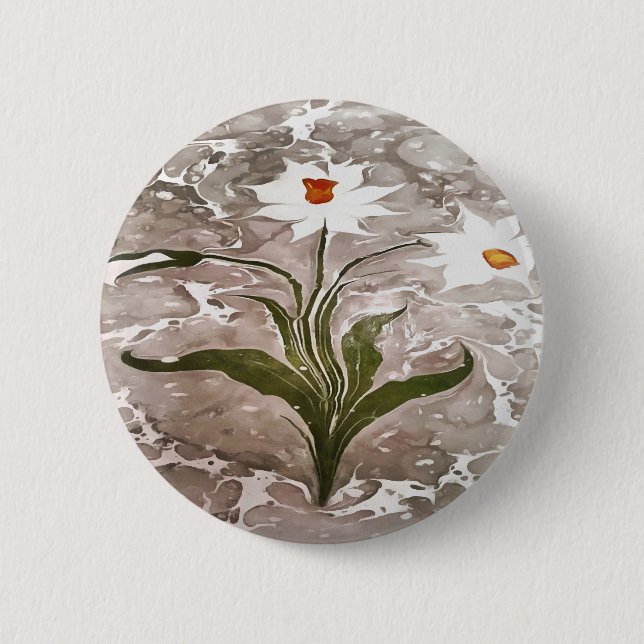 Narcissus On Marble 6 Cm Round Badge (Front)