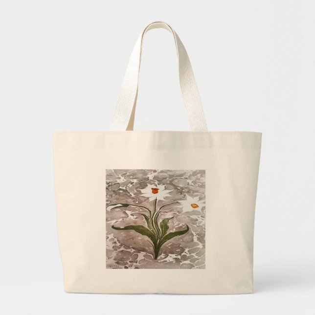 Narcissus On Marble Large Tote Bag (Front)