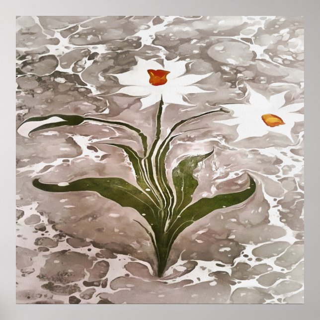 Narcissus On Marble Poster (Front)