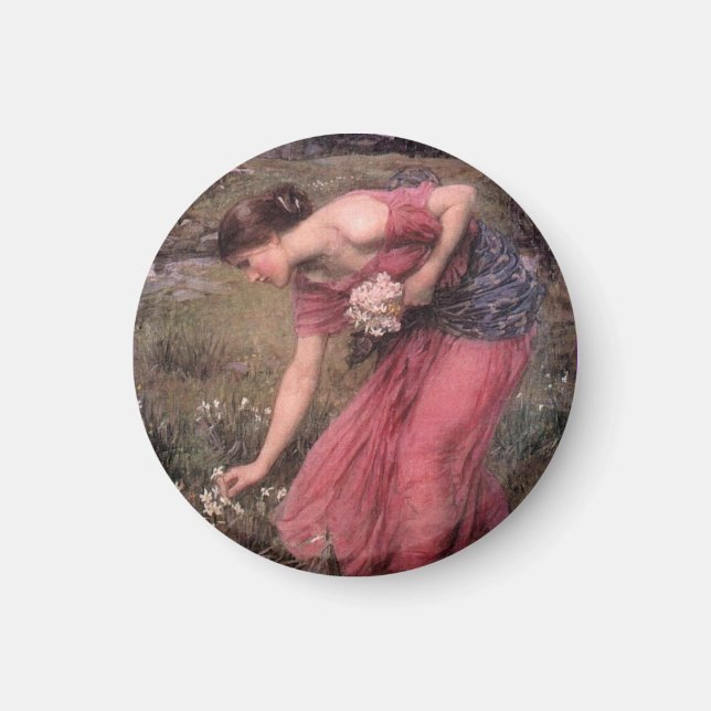 Narcissus Picking Flowers Magnet (Front)