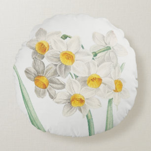 Narcissus, Pierre-Joseph Redouté, 1805 Round Cushion