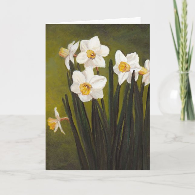 "Narcissus" Spring Flowers Art Greeting Card (Front)