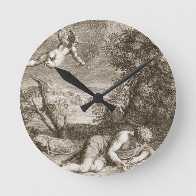 Narcissus Transformed into a Flower, 1730 (engravi Round Clock (Front)