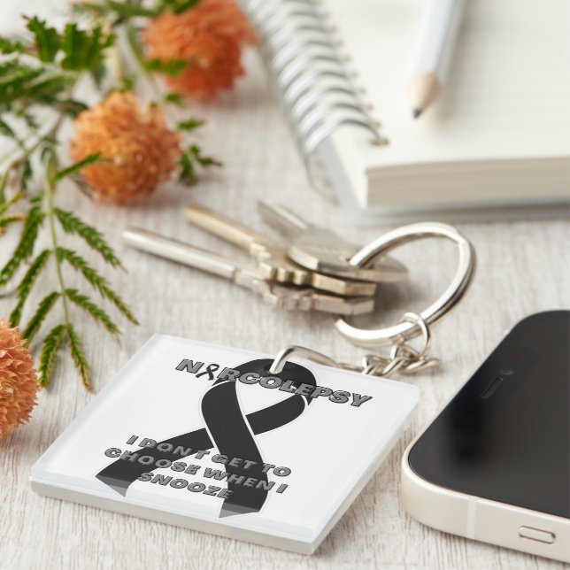 Narcolepsy Awareness Ribbon Key Ring (Front Right)