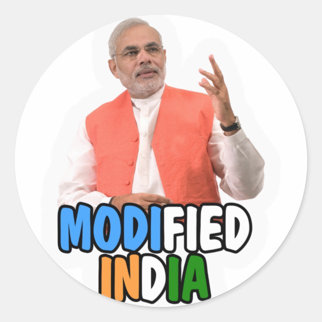 Narendra Modi Collection Classic Round Sticker (Front)