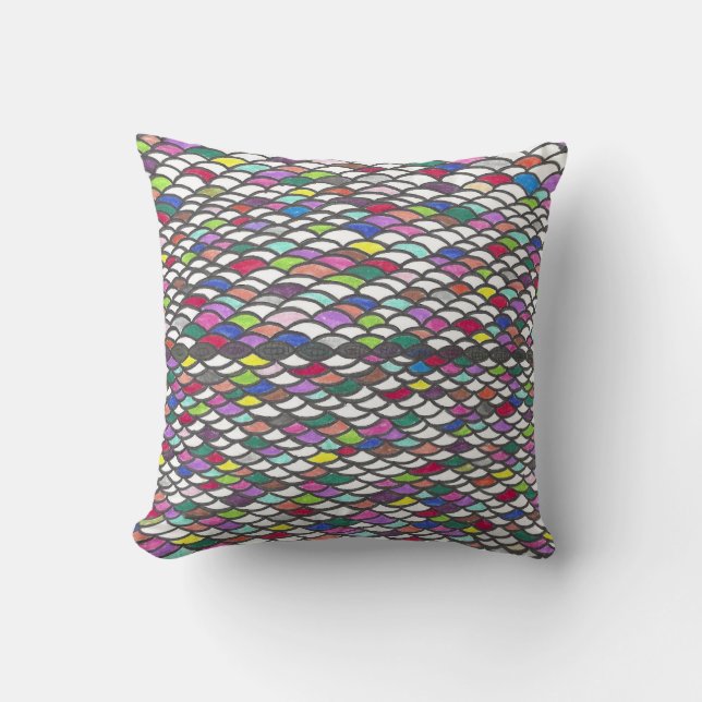 Narmin | Colorful Repeating Hand-Drawn Pattern Cushion (Front)