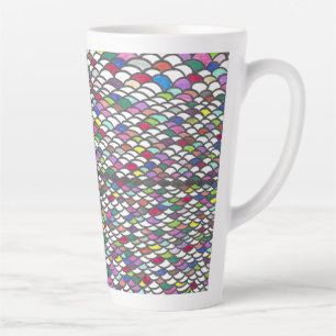 Narmin Colorful Repeating Hand-Drawn Pattern Latte Mug
