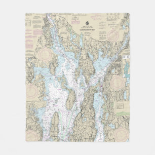Narragansett Bay Nautical Chart 13221 Fleece Blanket