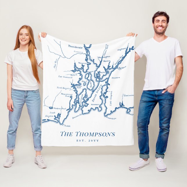 Narragansett Bay Newport Family Wedding Gift  Flee Fleece Blanket (In Situ)