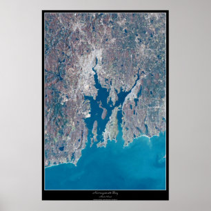Narragansett Bay Rhode Island satellite poster