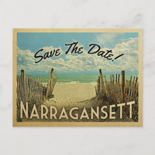 Narragansett Beach Save The Date Vintage Nautical Announcement Postcard