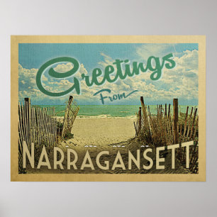 Narragansett Beach Vintage Travel Poster