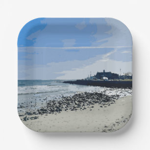 Narragansett Town Beach Rhode Island Painting Paper Plate