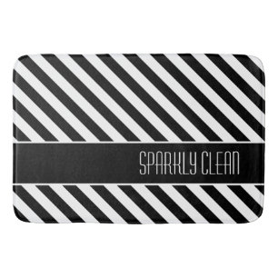 Narrow Black and White Stripes Pattern Bath Mat