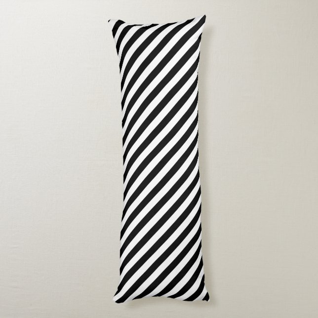 Narrow Black and White Stripes Pattern Body Cushion (Back (Vertical))