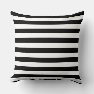 Narrow Black and White Stripes Pattern Cushion
