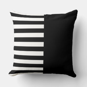 Narrow Black and White Stripes Pattern Throw Pillo Cushion